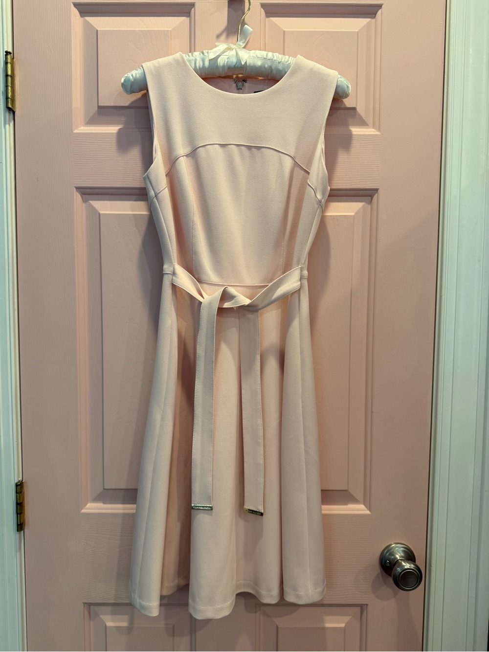 💕Tommy Hilfiger Sleeveless Soft Pink Belted A-Line Dress size 2 EUC